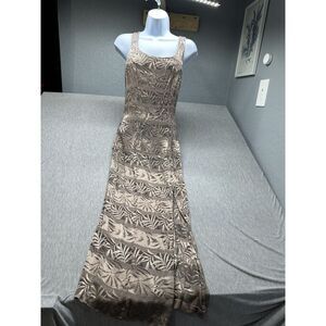 VTG Knapp Studio 90s Gold Leaves‎ Maxi Dress Size 7 READ